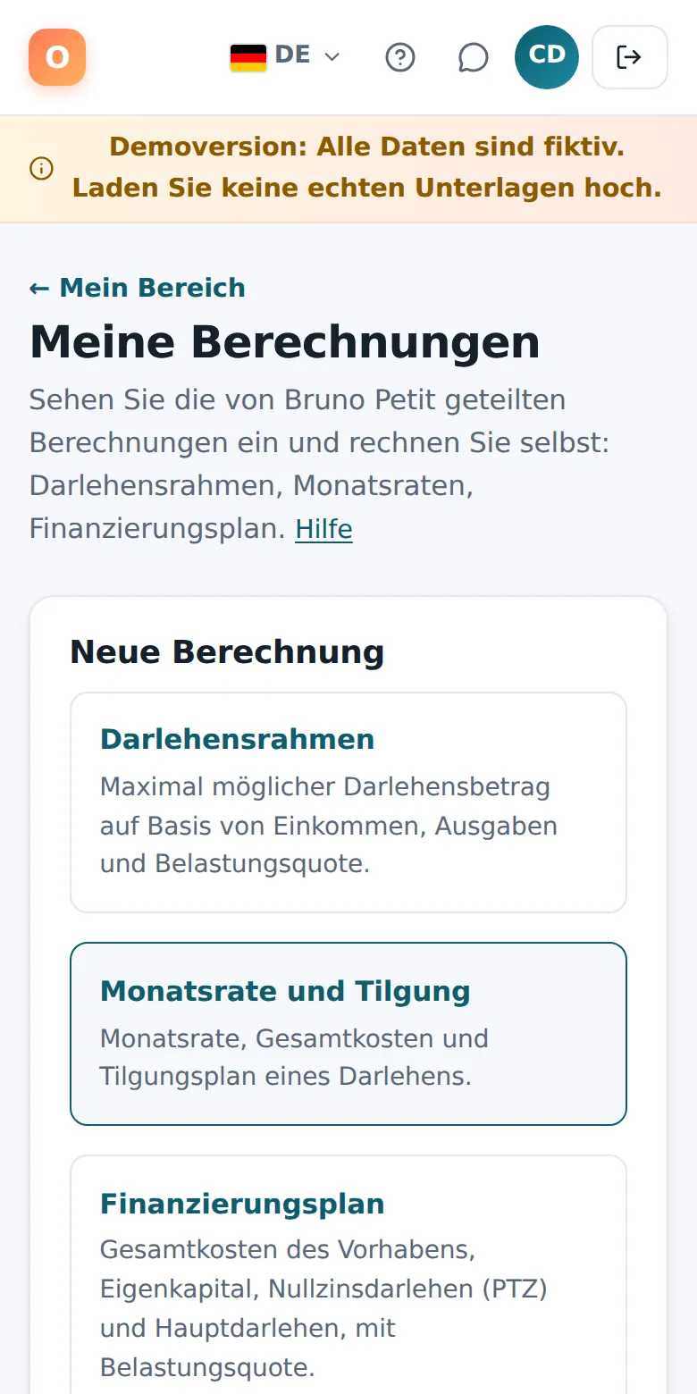 Meine Berechnungen, auf dem Smartphone.
