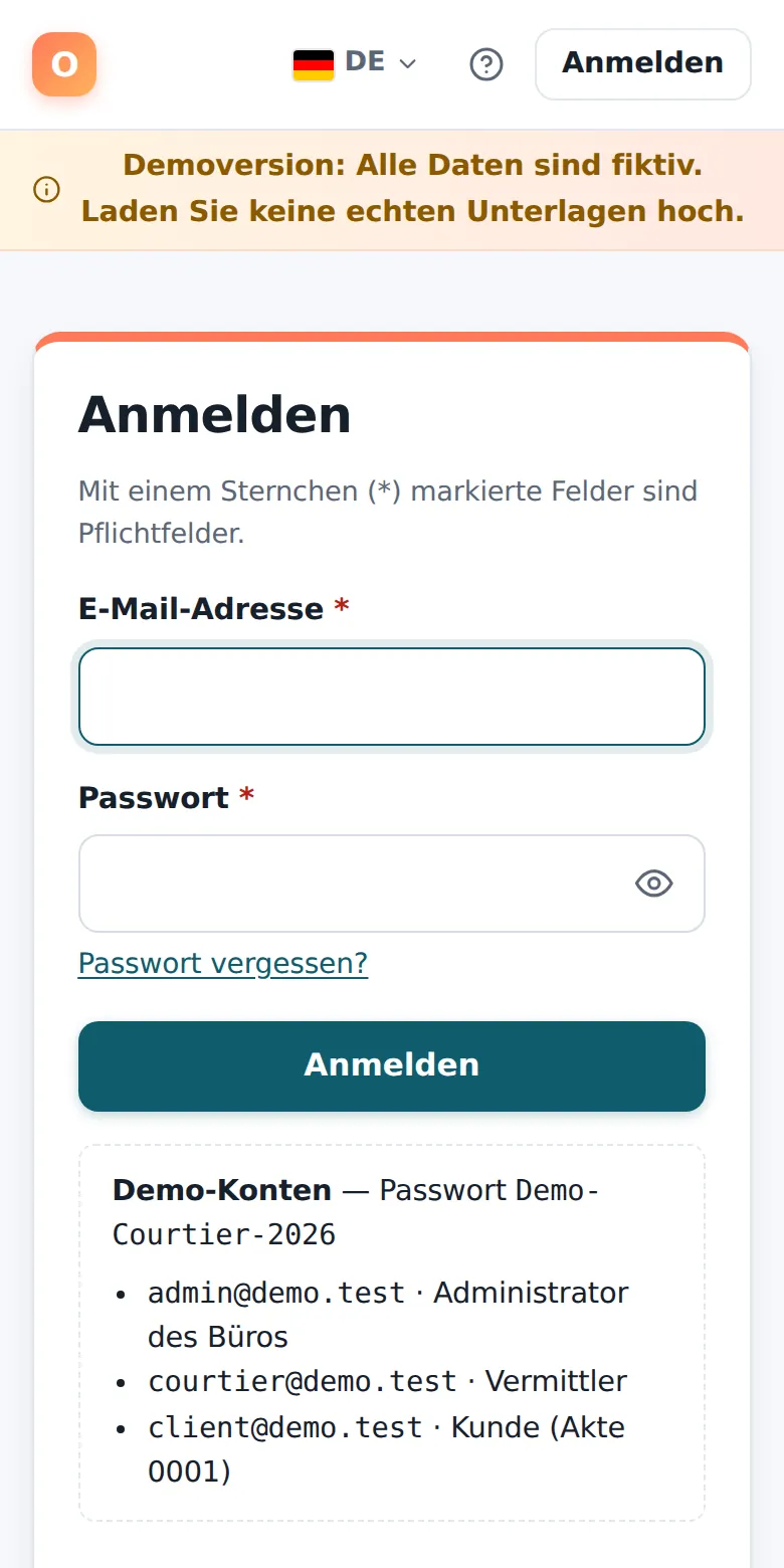 Die Anmeldeseite.