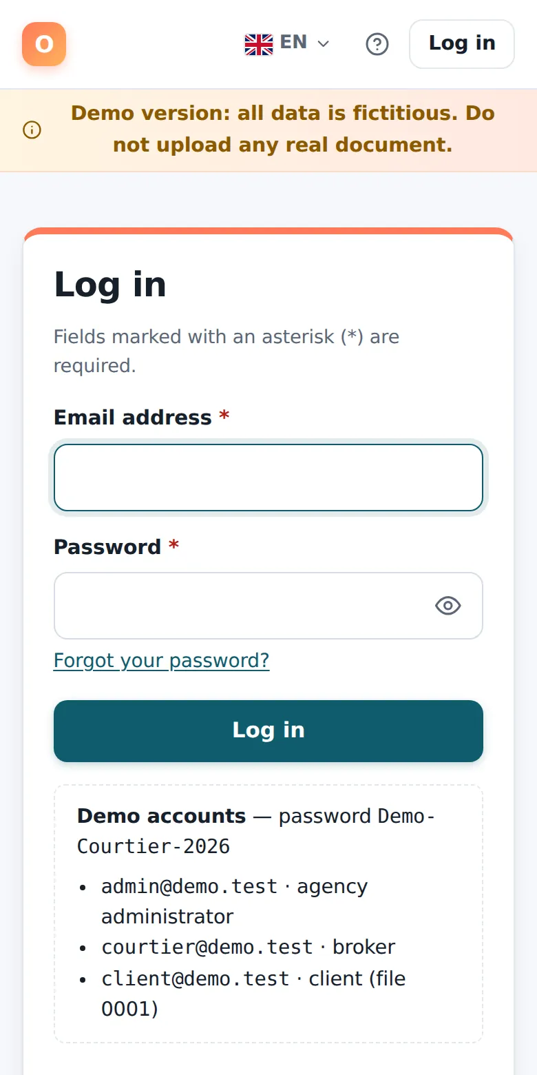 The login page.