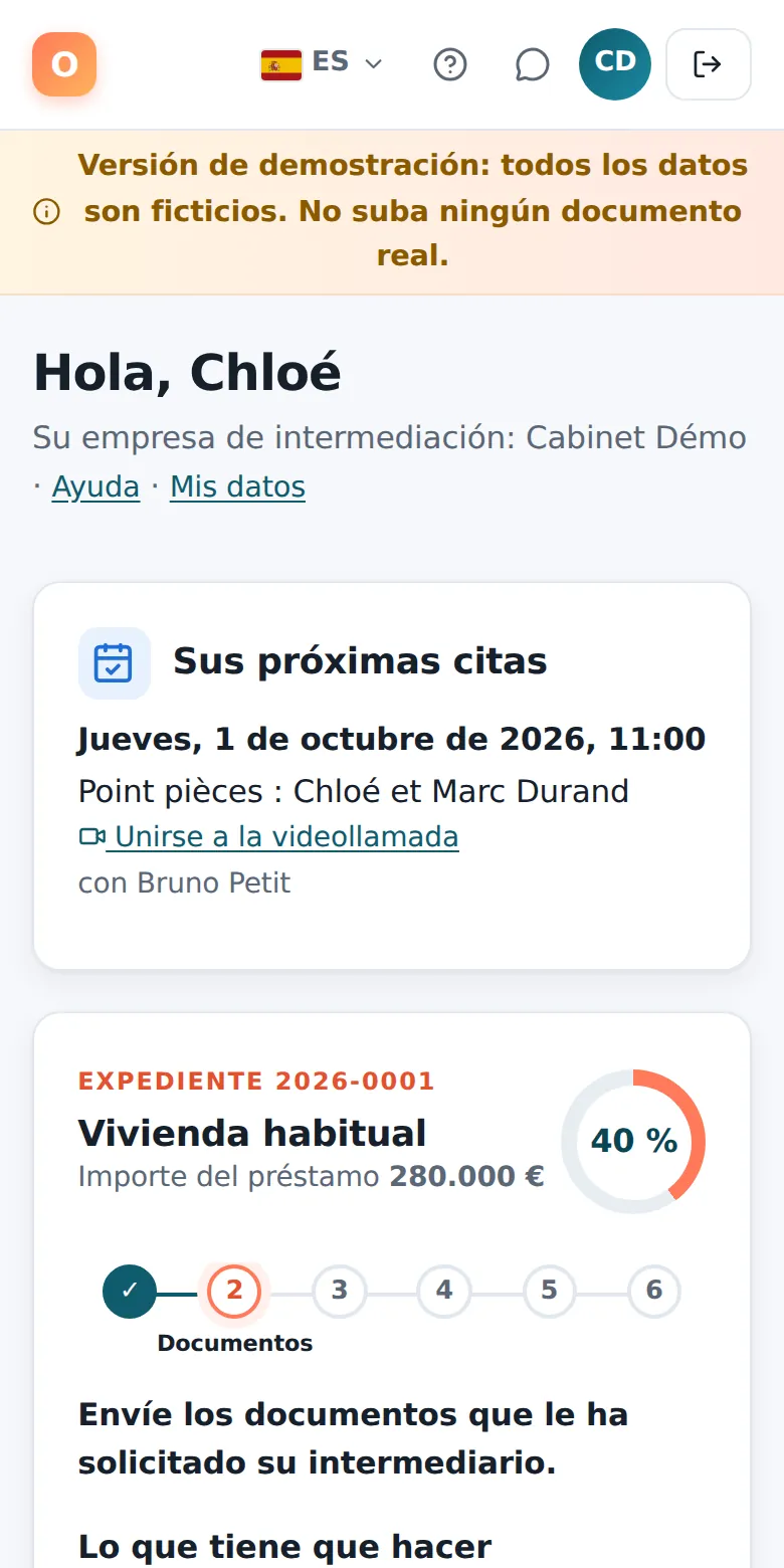El área del cliente, en el móvil.