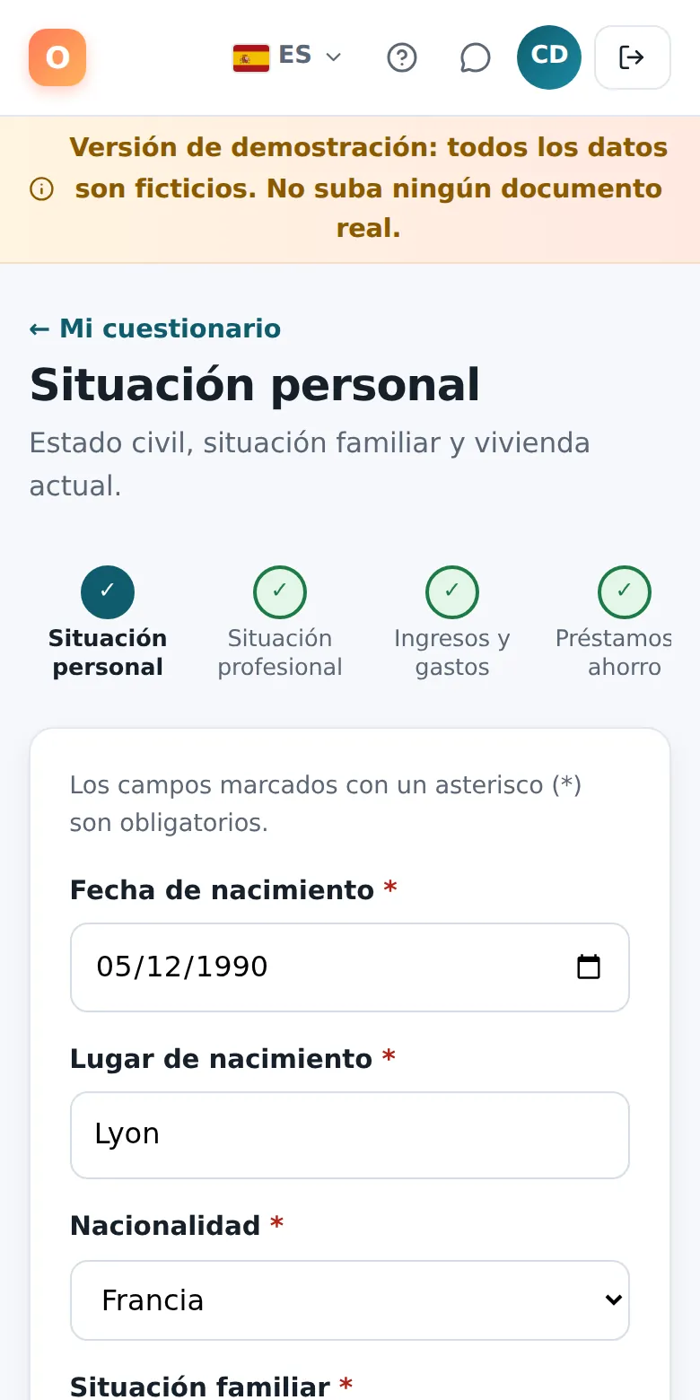 Una parte del cuestionario, en el móvil.