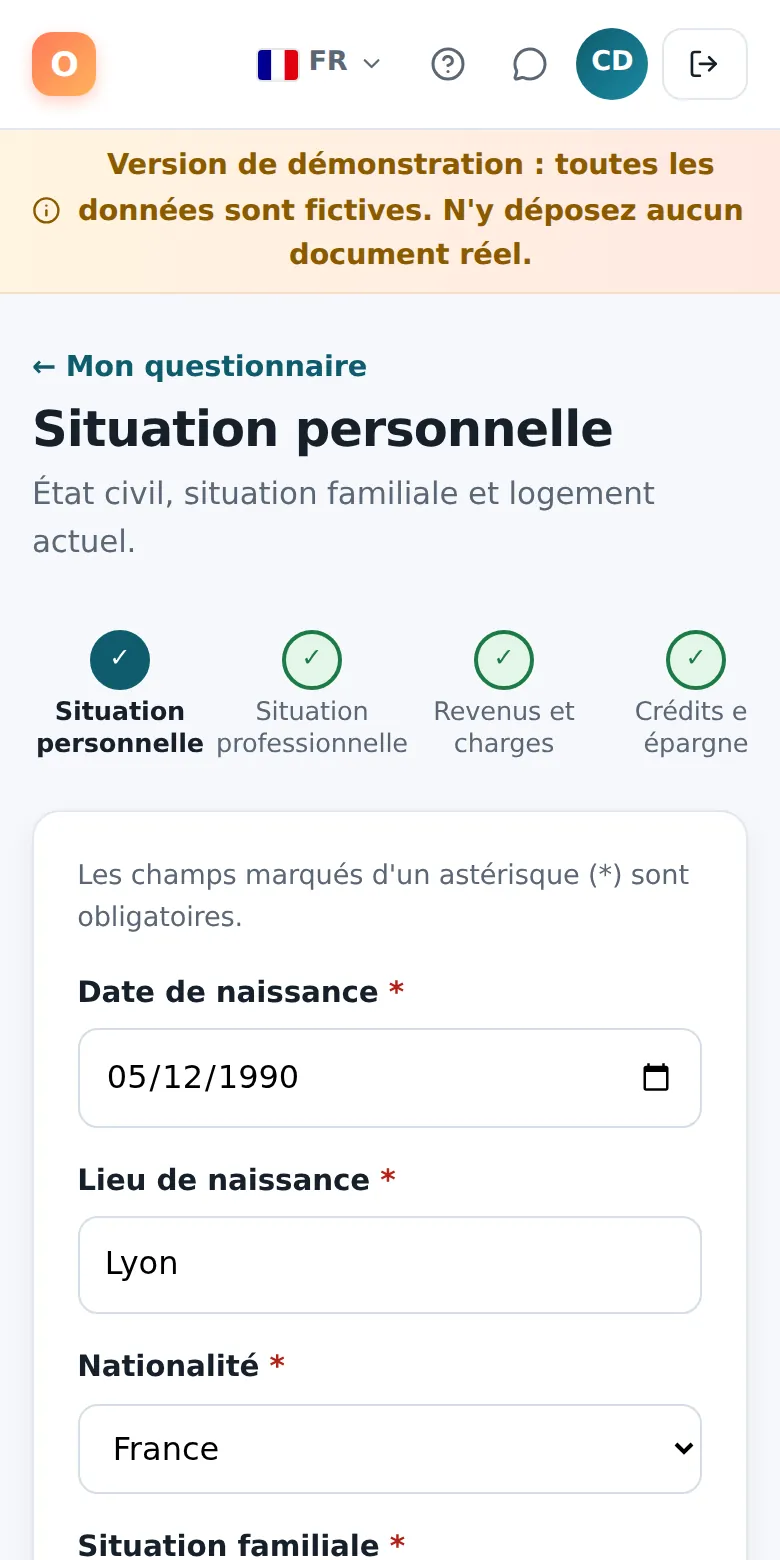 Une partie du questionnaire, sur téléphone.