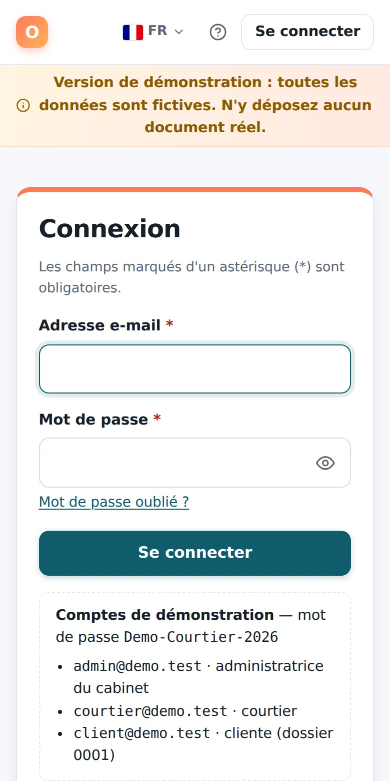 La page de connexion.