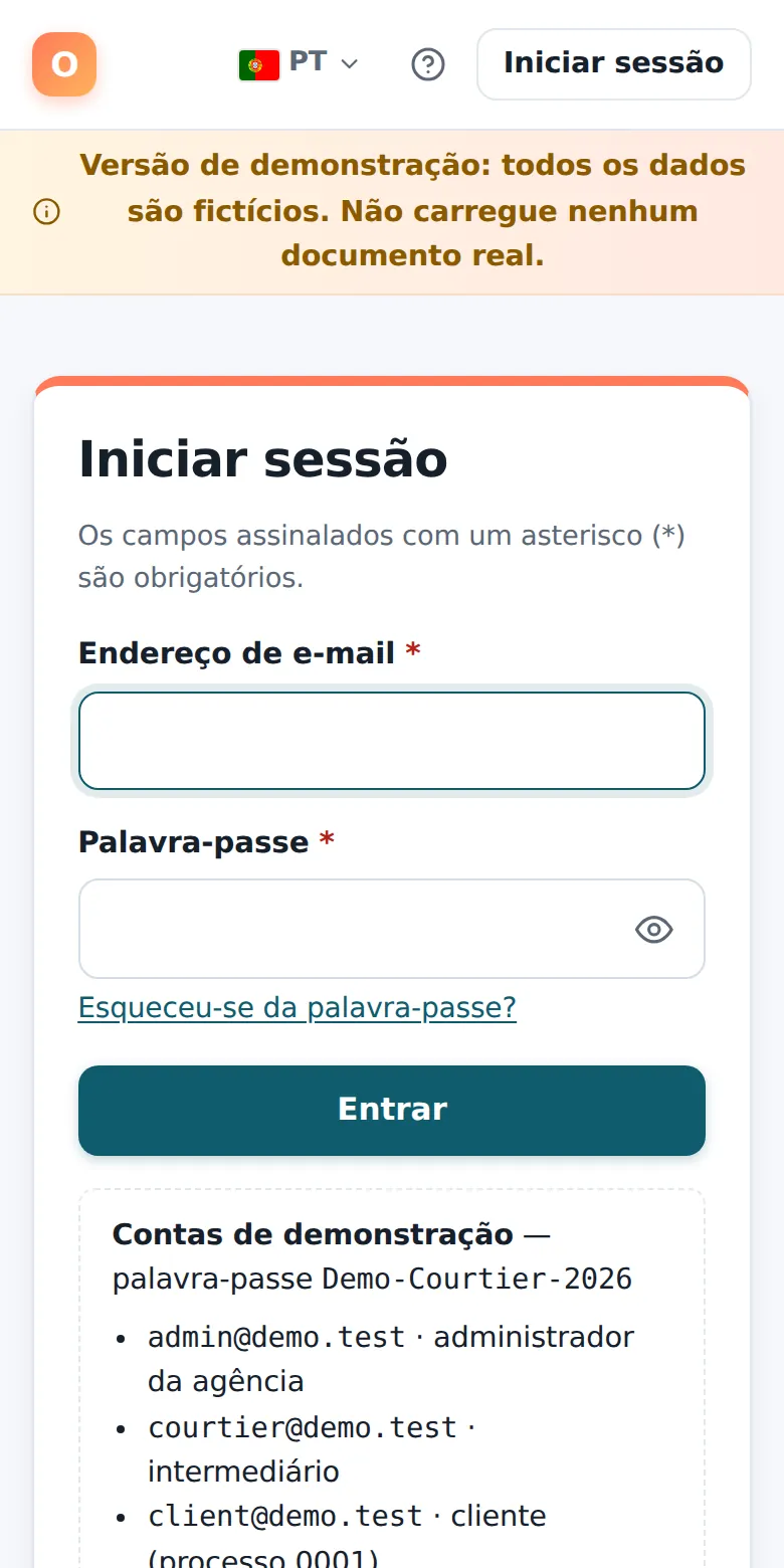 A página de início de sessão.
